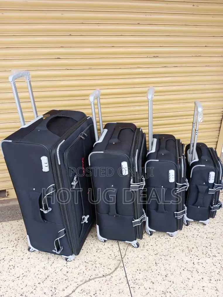 4pcs Strong Fabric Cloth Travel Suitcases Fashion Bag -Black