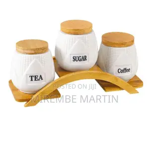 3 PCS Canisters With Bamboo Base.