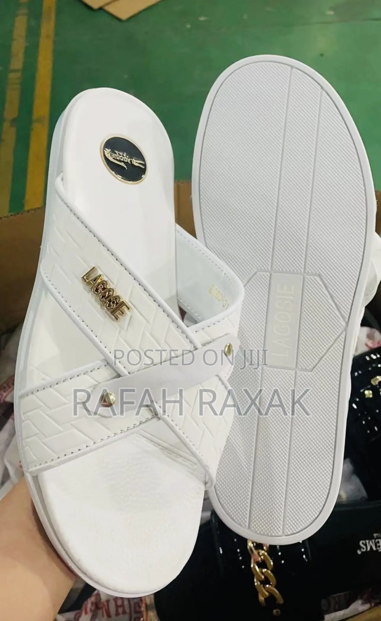 Original White Lacoste Cross Men’S Sandals