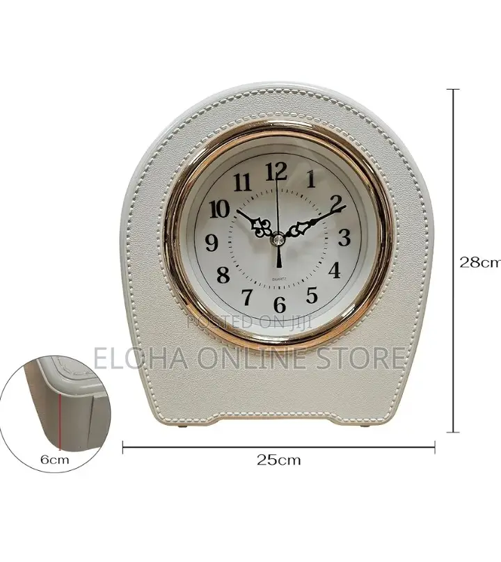 Silent Leather Table Clock