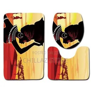 4 Piece African Girl Waterproof Shower Curtain