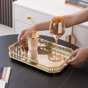 Gold Crystal Serving,Decoration, Toiletries Storage Tray