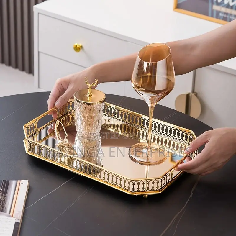 Gold Crystal Serving,Decoration, Toiletries Storage Tray