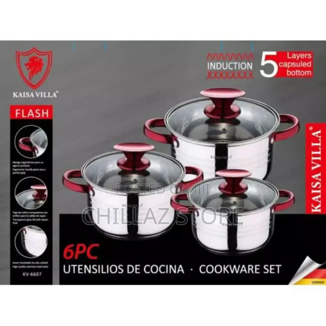 6 Piece Stainless Steel Saucepans Cookware Pots
