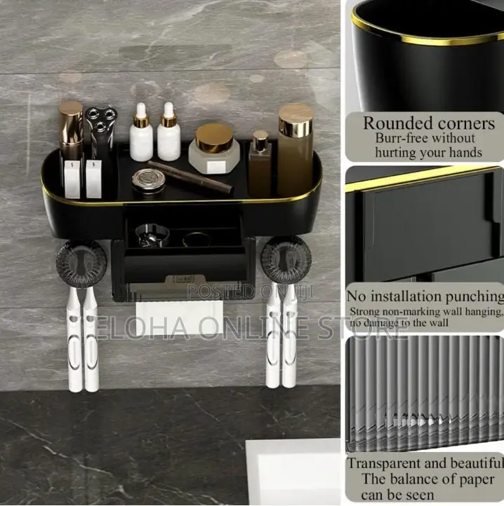 Multifunctional Wall-Mounted Toothbrush Holder With a Drawer
