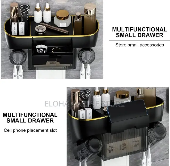 Multifunctional Wall-Mounted Toothbrush Holder With a Drawer
