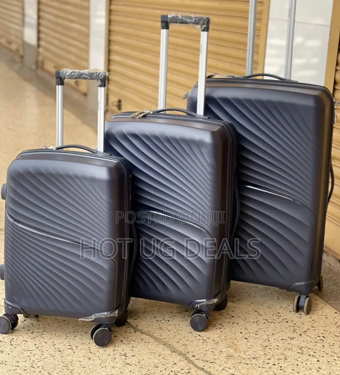 3pcs Set of Rubber Suitcases (Small,Medium, Large) - Black