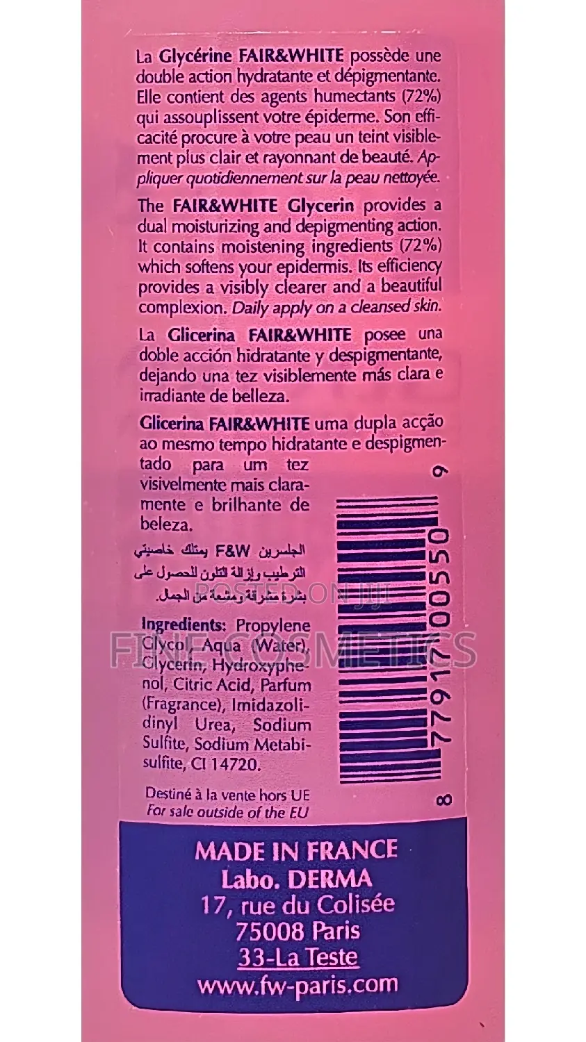 ORIGINAL Fair and White Brightening and Glowing Glycerin Oil