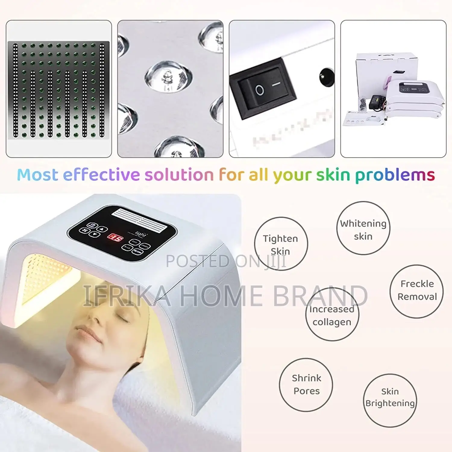7 in 1 Colors LED Facial Skin Mask Red Light Face Therapy