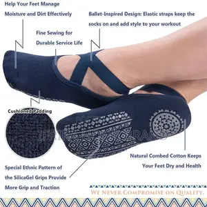 Non-Slip Grips Straps Yoga Socks for Women Ideal Indoor Sock