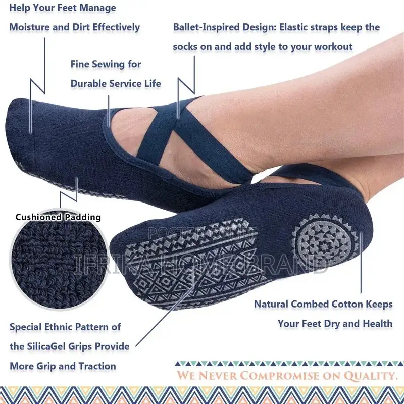 Non-Slip Grips Straps Yoga Socks for Women Ideal Indoor Sock