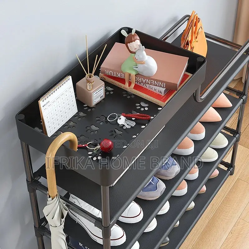Black Simple Shoe Rack, Dust-Proof, Economical, Multi-Layer