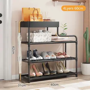 Black Simple Shoe Rack, Dust-Proof, Economical, Multi-Layer