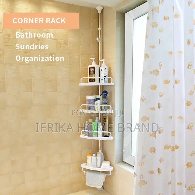 4 Tiers Bathroom Corner Rack Shower Storage Shelf Tension