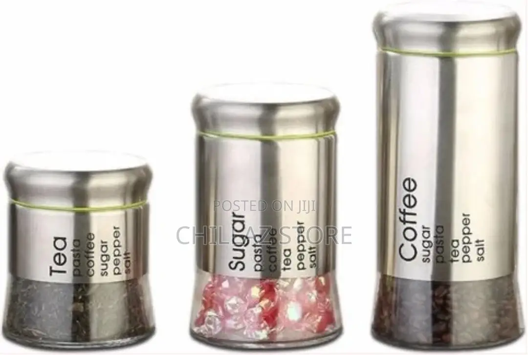 3 Piece Sugar Bowl/Storage Tin Set