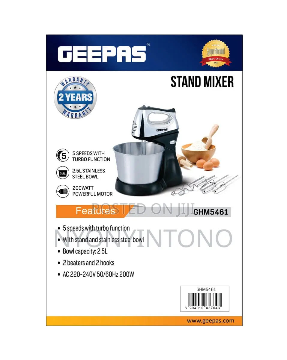Geepas Very Powerful 2.5L Stand Mixer