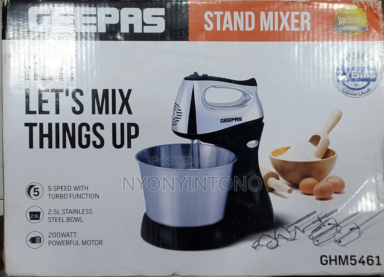 Geepas 2.5L Stand Mixer With Powerful Motor and 2yrswarant