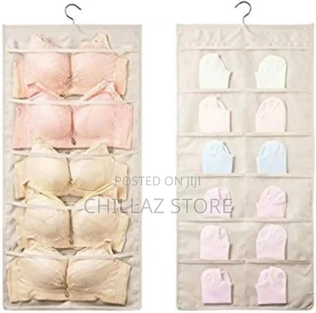 Double 24 Pockets Socks,Bra,Underwear Bag Hanger Storage