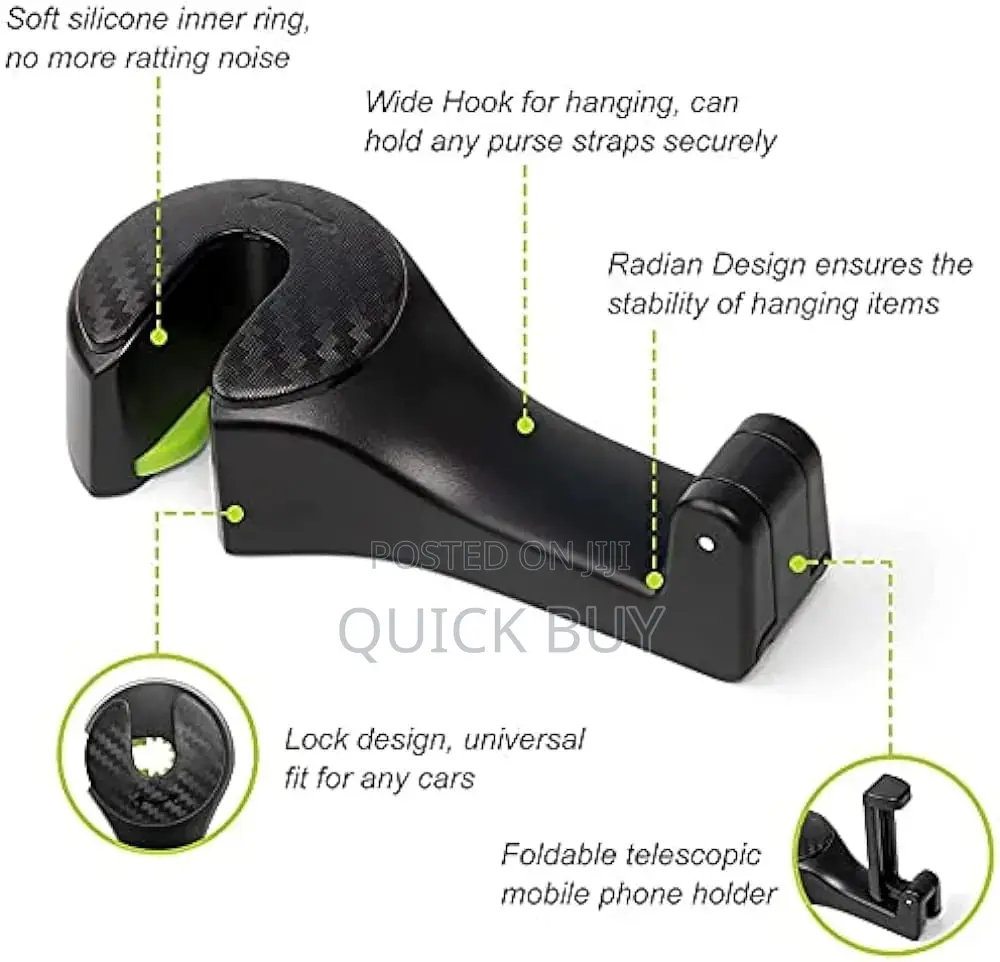 2 In 1 Car Seat Back Headrest Hook With Phone Holder