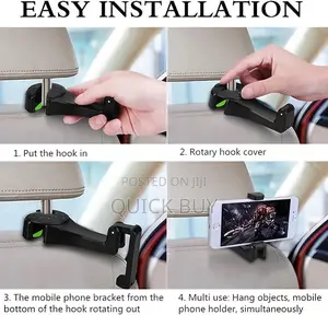 2 In 1 Car Seat Back Headrest Hook With Phone Holder