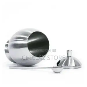 Egg Shaped Metallic Sugar Bowl Seasoning Pot With Spoon