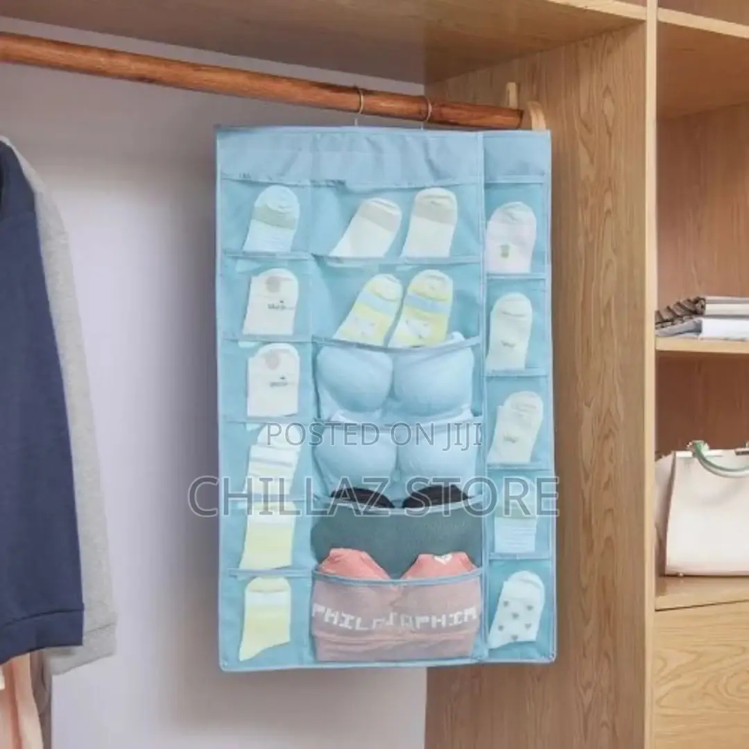 Double 24 Pockets Socks,Bra,Underwear Bag Hanger Storage
