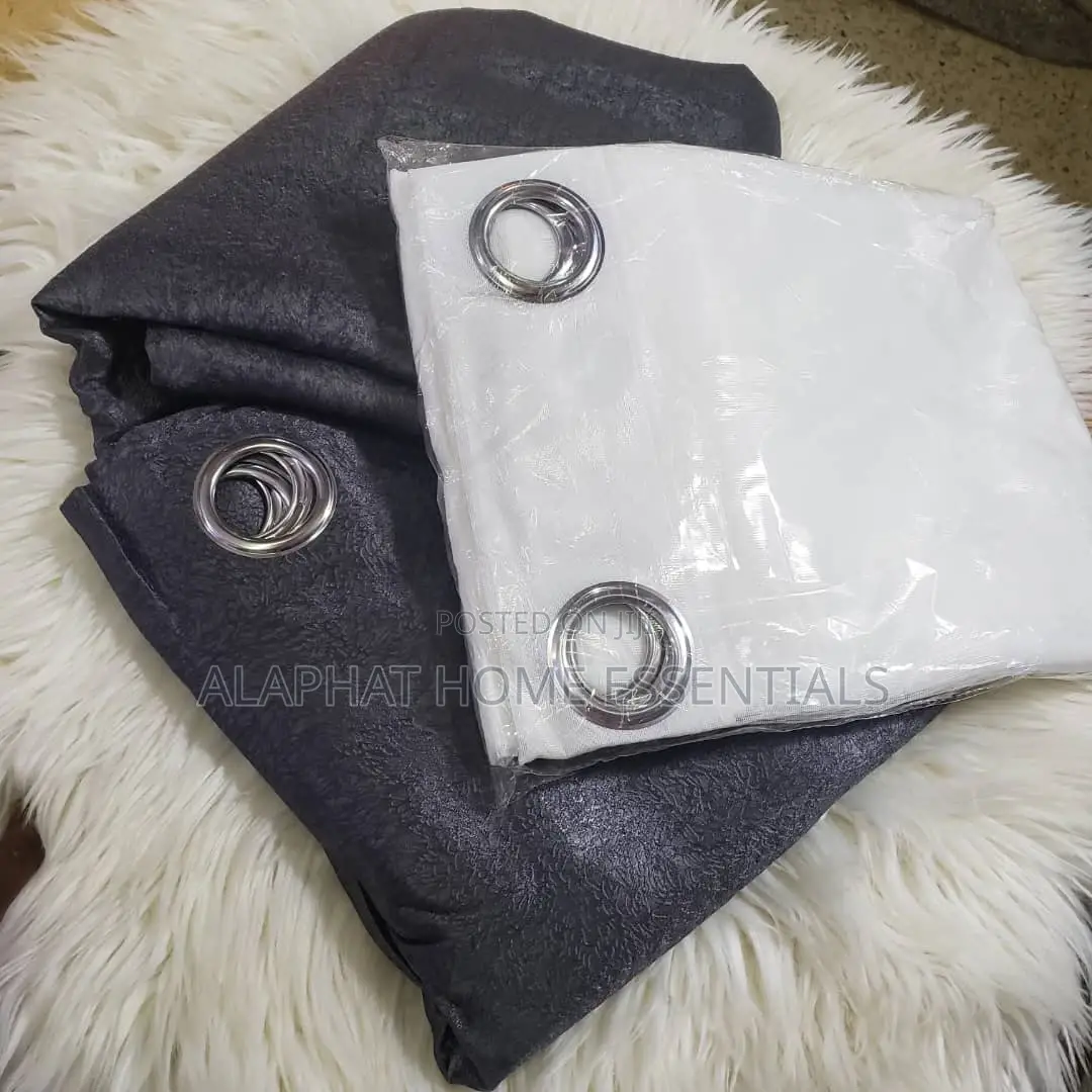 Plain Color Curtains (Pair) With Net