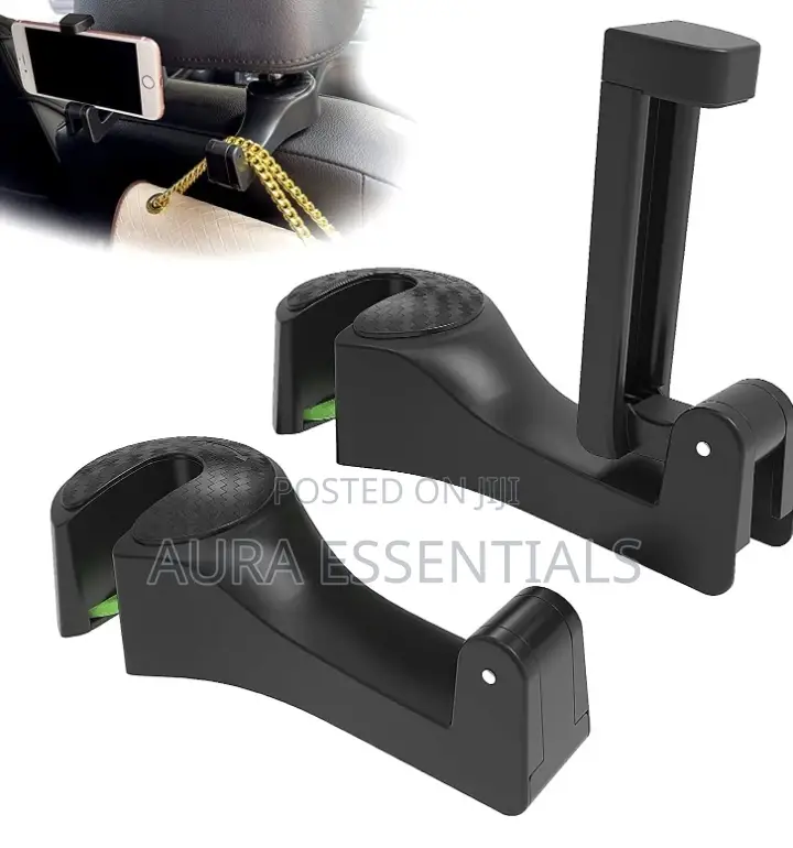 2 in 1 Car Headrest Hook With Hidden Phone Holder