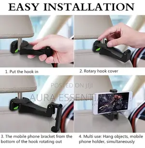2 in 1 Car Headrest Hook With Hidden Phone Holder