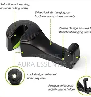 2 in 1 Car Headrest Hook With Hidden Phone Holder