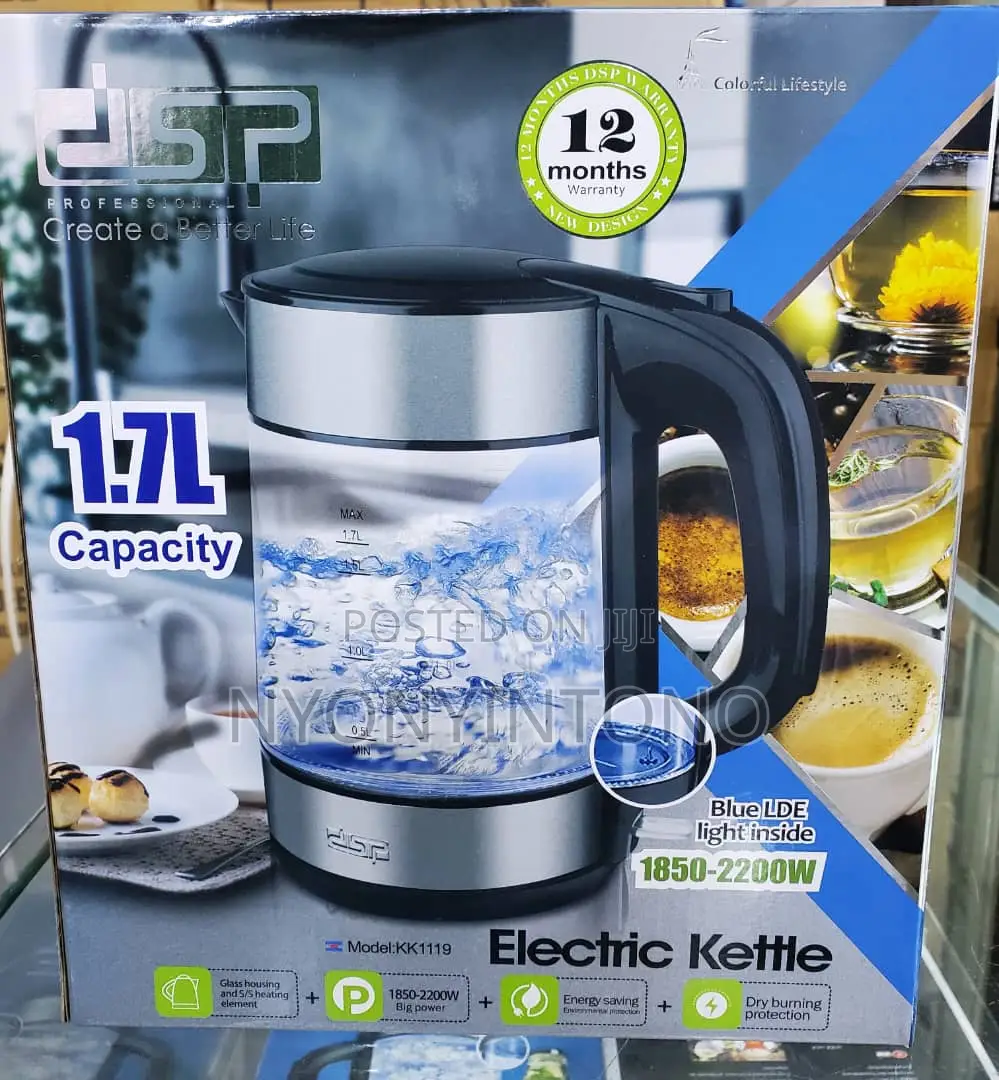 DSP 1.7L High Quality Glass Water Kettle.