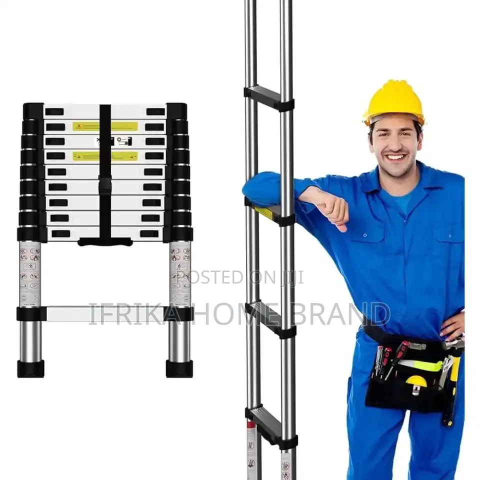 Telescopic Ladder,12 Steps Aluminum Extension Ladder