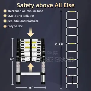 Telescopic Ladder,12 Steps Aluminum Extension Ladder