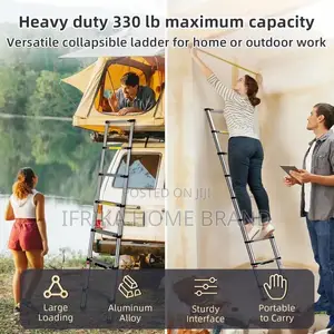 Telescopic Ladder,12 Steps Aluminum Extension Ladder