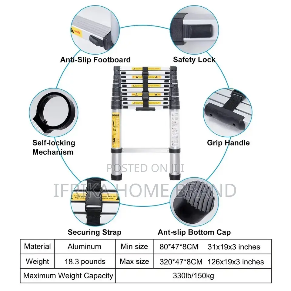 Telescoping Ladder Folding Ladders Aluminum 7 Steps