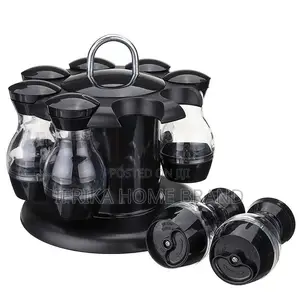Condiment Set With 360 Rotating Spice Jar Rack