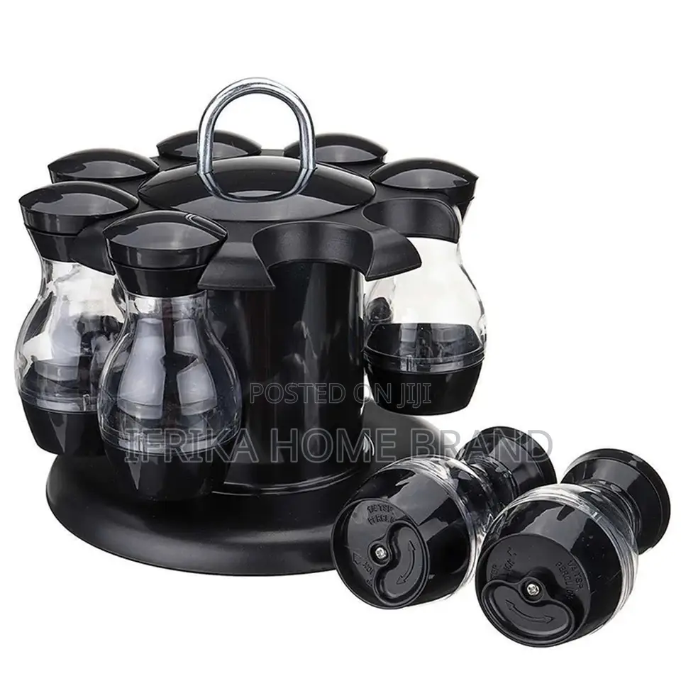 Condiment Set With 360 Rotating Spice Jar Rack