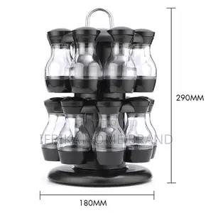 Condiment Set With 360 Rotating Spice Jar Rack