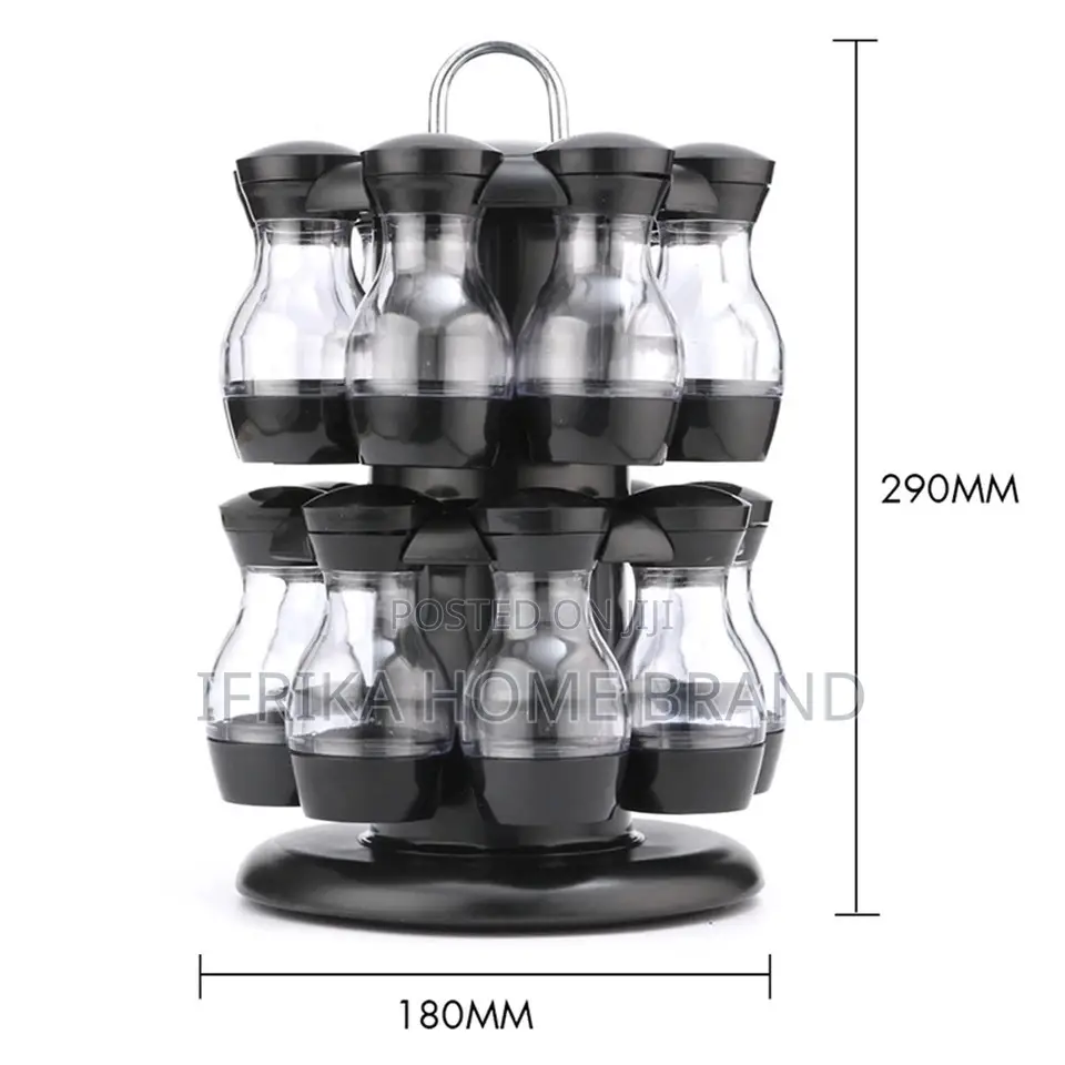 Condiment Set With 360 Rotating Spice Jar Rack