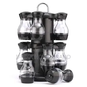 Condiment Set With 360 Rotating Spice Jar Rack