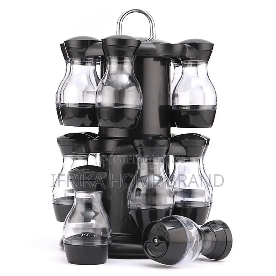 Condiment Set With 360 Rotating Spice Jar Rack