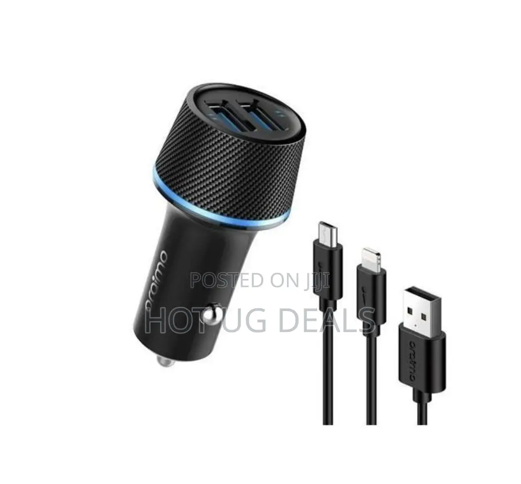 Oraimo Highway Car Charger With 2-in-1 USB Cable - Black