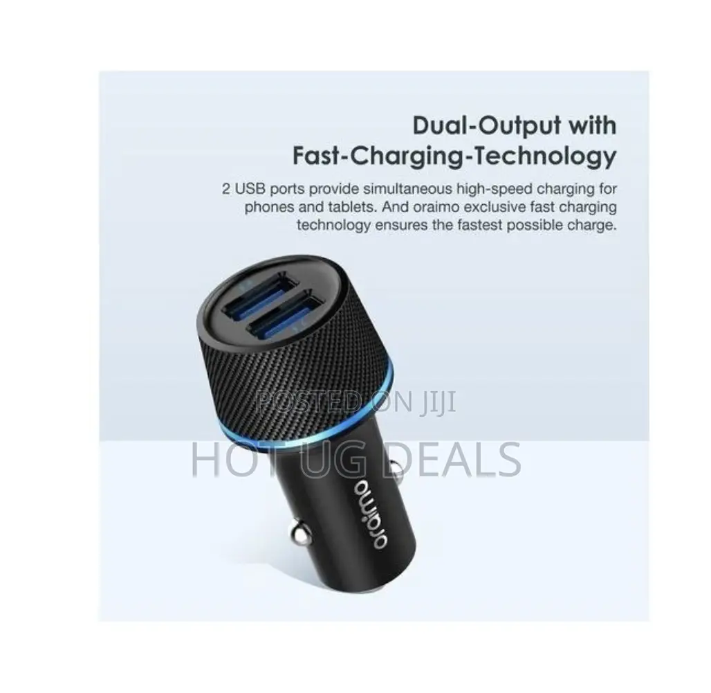 Oraimo Highway Car Charger With 2-in-1 USB Cable - Black