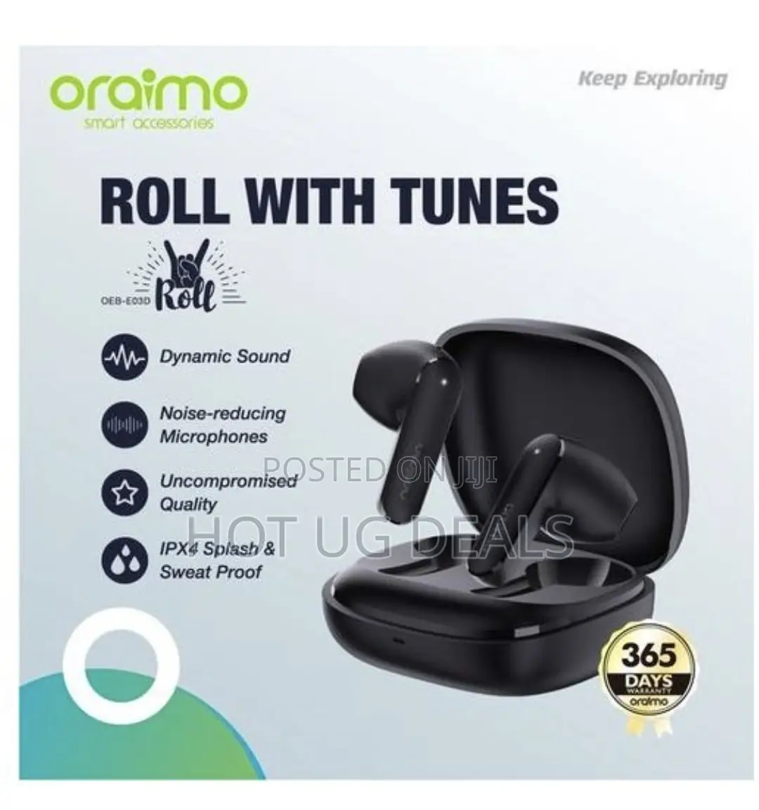 Oraimo Roll True Wireless Earbuds Roll With Tunes - Black