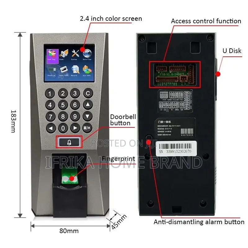 USB TCP/IP Biometric Fingerprint Login Access Control