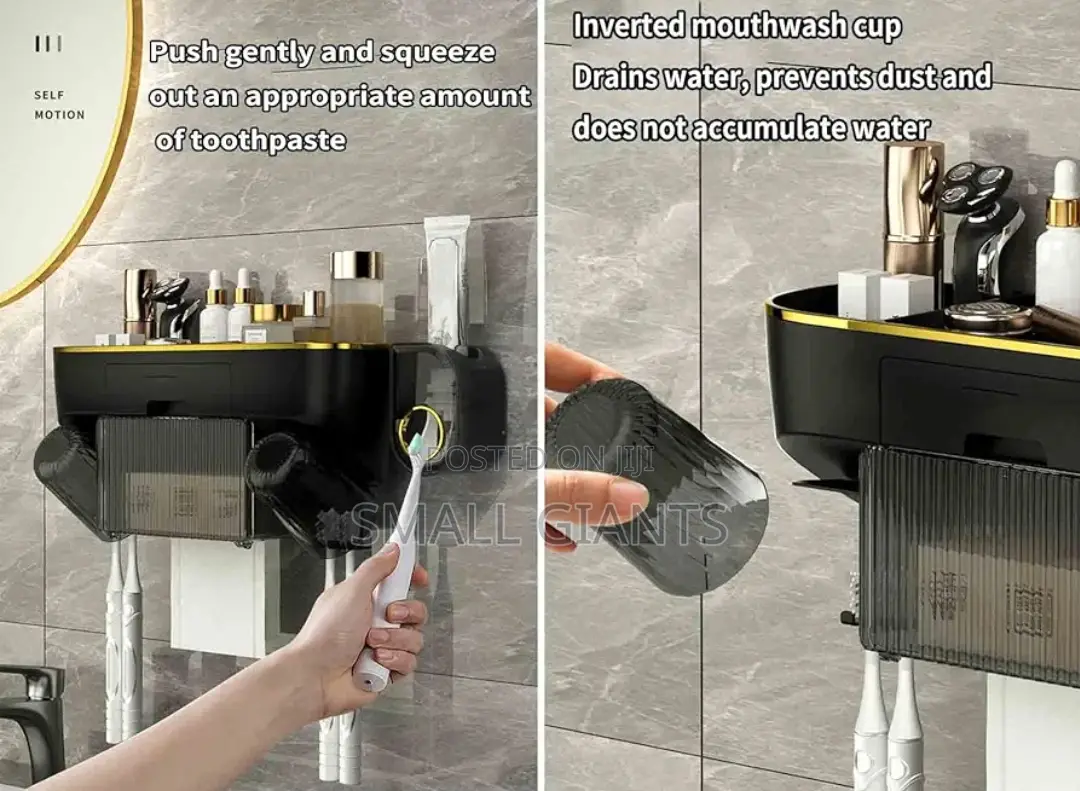 Toothbrush Holder With Paste Dispenser Tissue Storage Box
