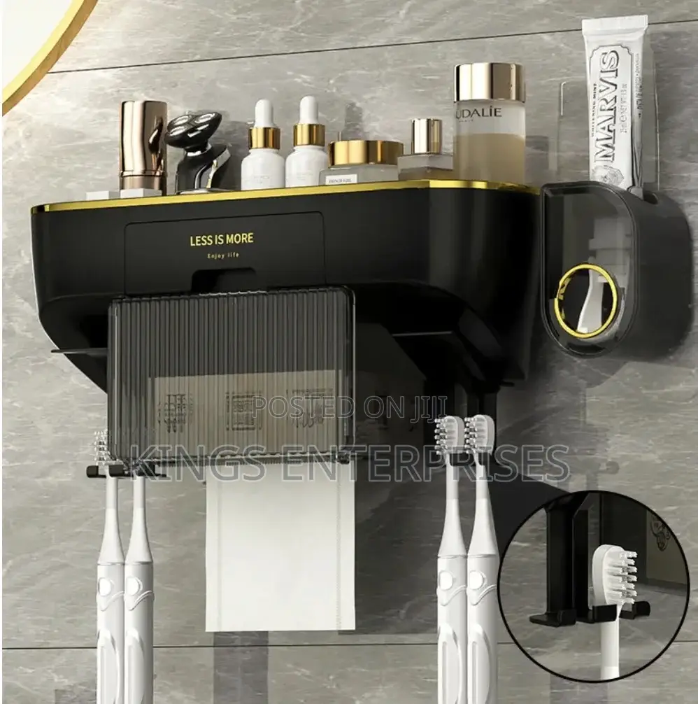 Modernized 3 in 1 Toothpaste Dispenser and Toothbrush Holder