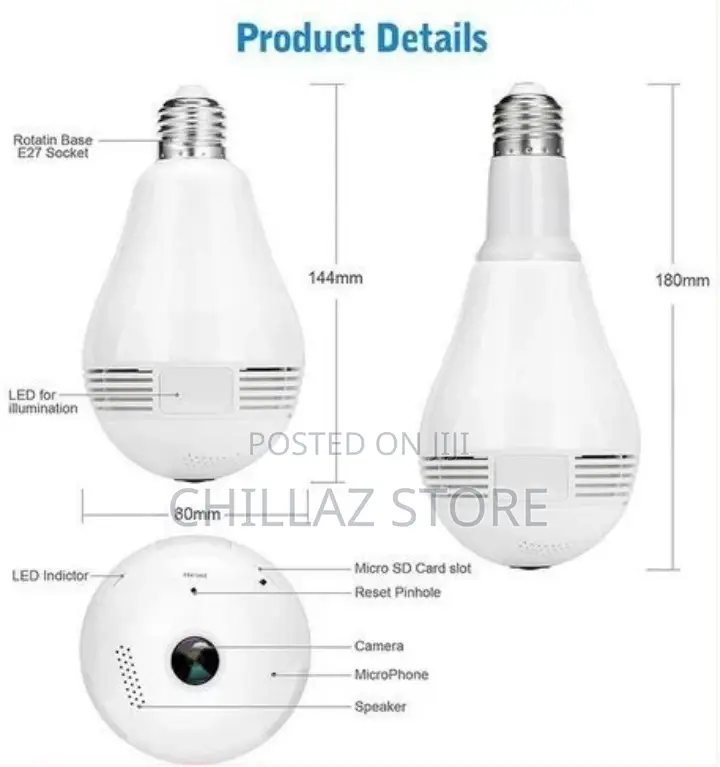 360 Degree Wireless IP Camera Bulb Light Camera Panoramic