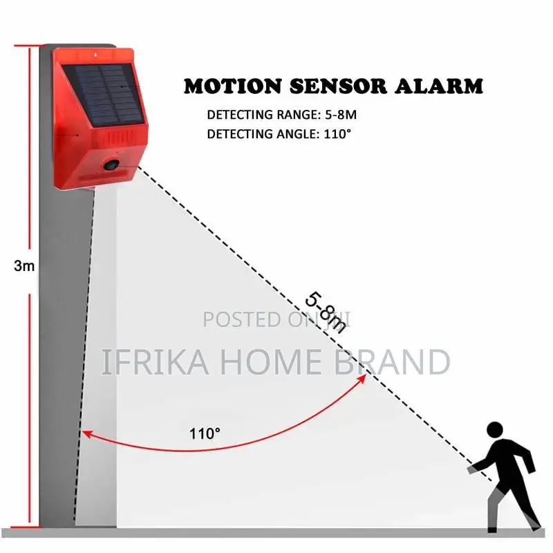 Solar Powered PIR Motion Sensor Standalone Alarm129db Remote