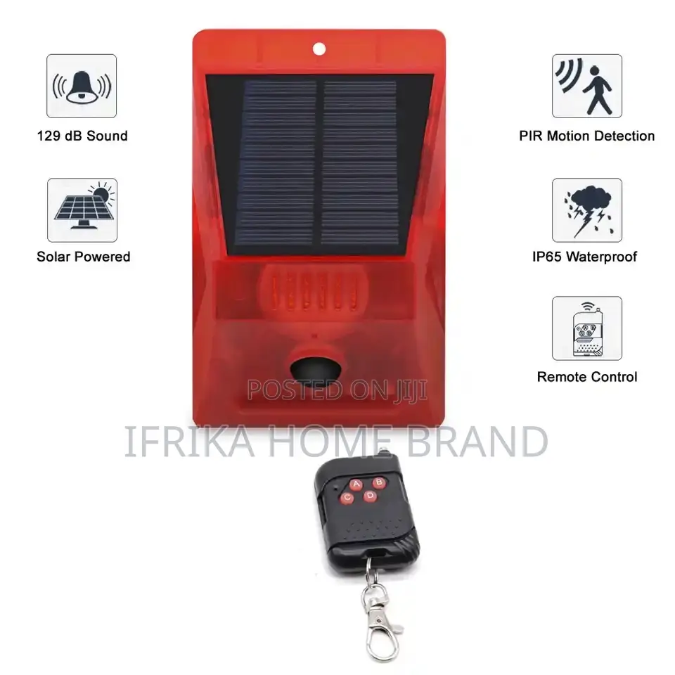 Solar Powered PIR Motion Sensor Standalone Alarm129db Remote